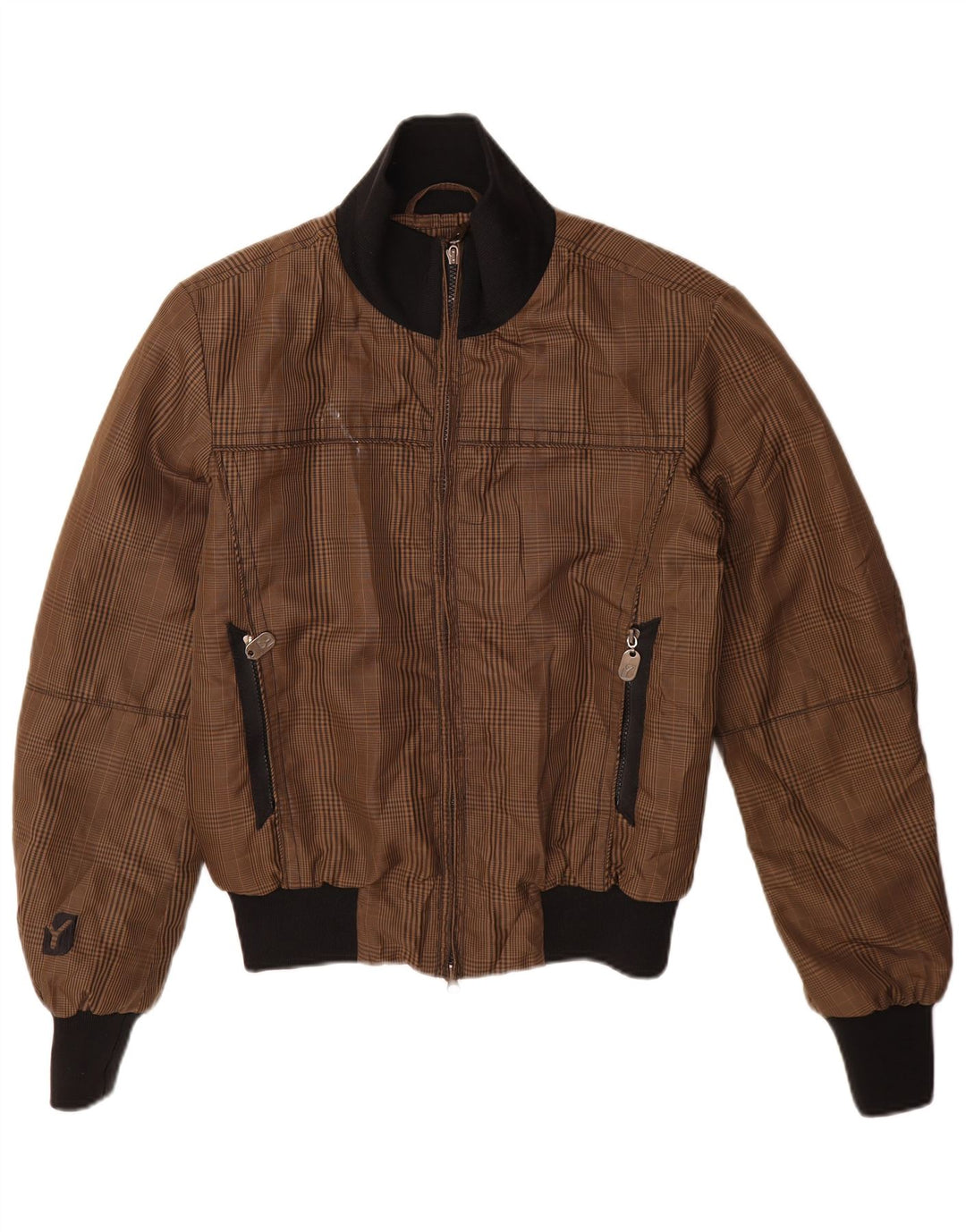 ¡GRITAR! Chaqueta bomber para hombre UK 36 Small Marrón Cuadros Poliéster