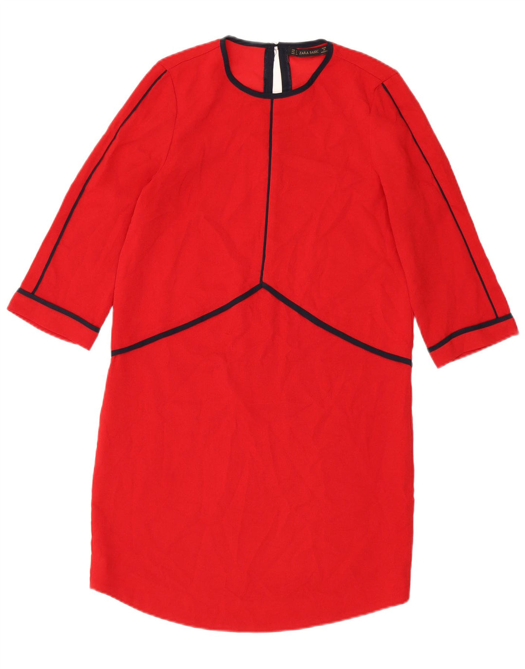 ZARA Vestido recto de manga corta para mujer UK 40 Small Rojo