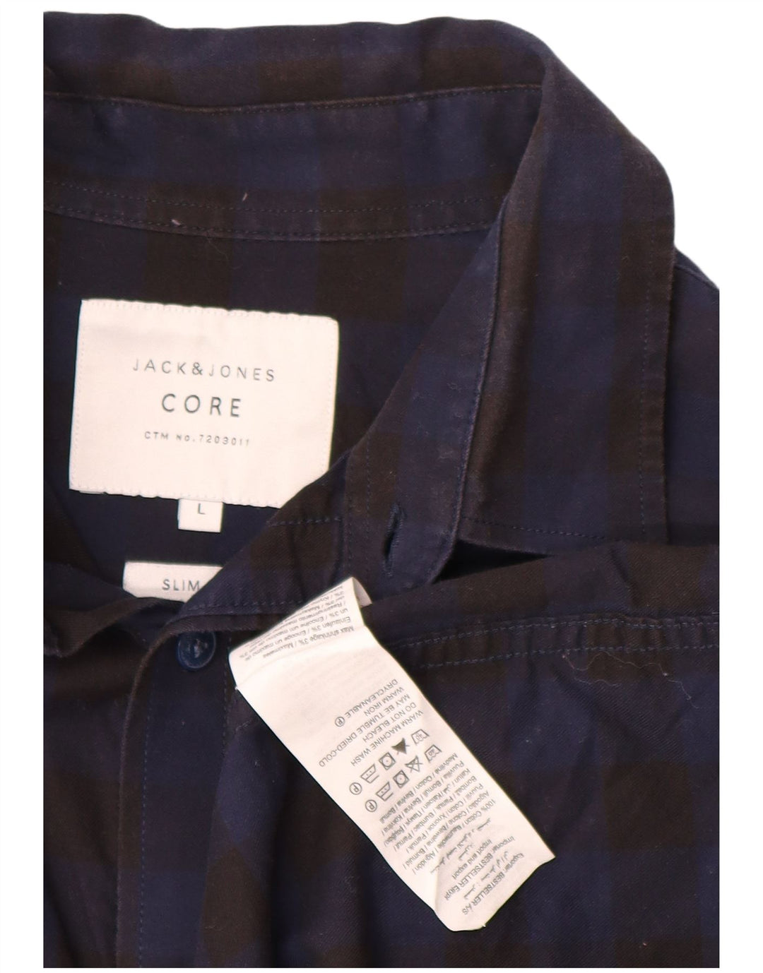 JACK & JONES Hombre Slim Fit Camisa Grande De Algodón A Cuadros Negro