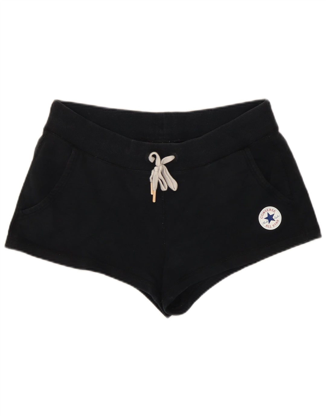 Converse - Pantalones cortos deportivos para mujer, talla 40, algodón negro mediano