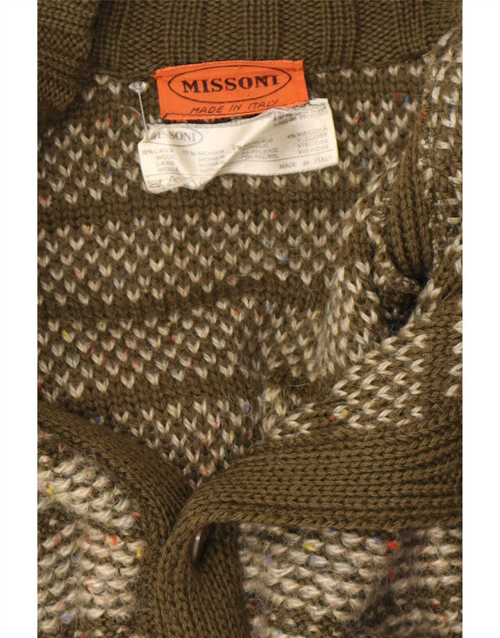 Missoni Hombre Cárdigan Suéter De Lana A Rayas Caqui Medio