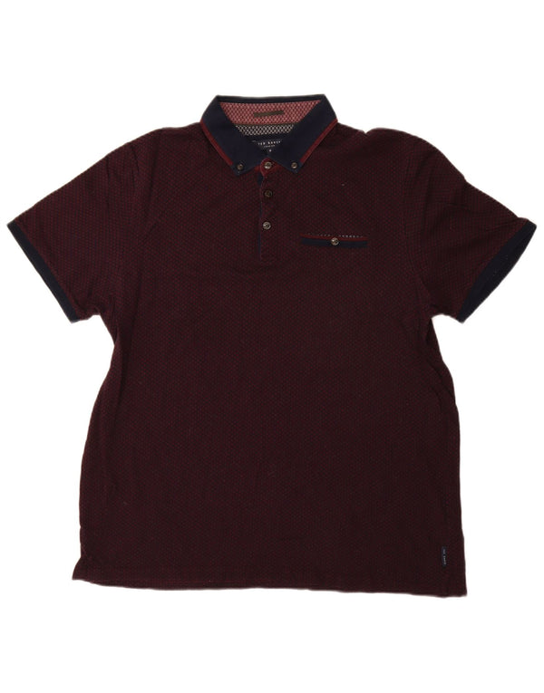 Ted Baker Polo para hombre talla 6 2XL algodón burdeos