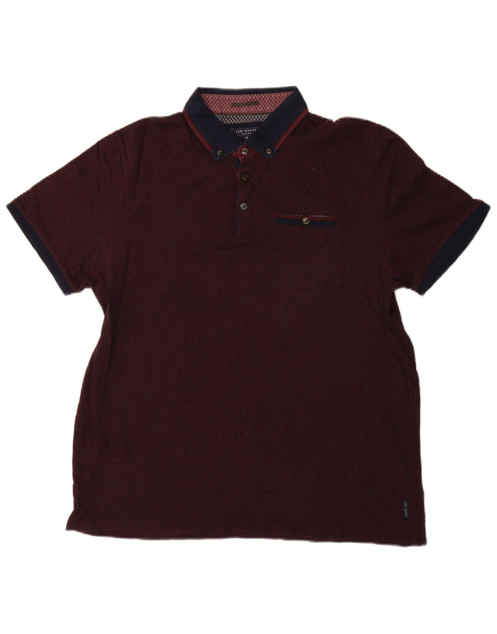 Ted Baker Polo para hombre talla 6 2XL algodón burdeos