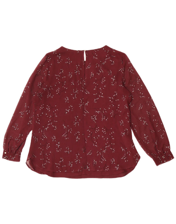 Laura Ashley Blusa para mujer Top UK 46 Grande Poliéster floral burdeos