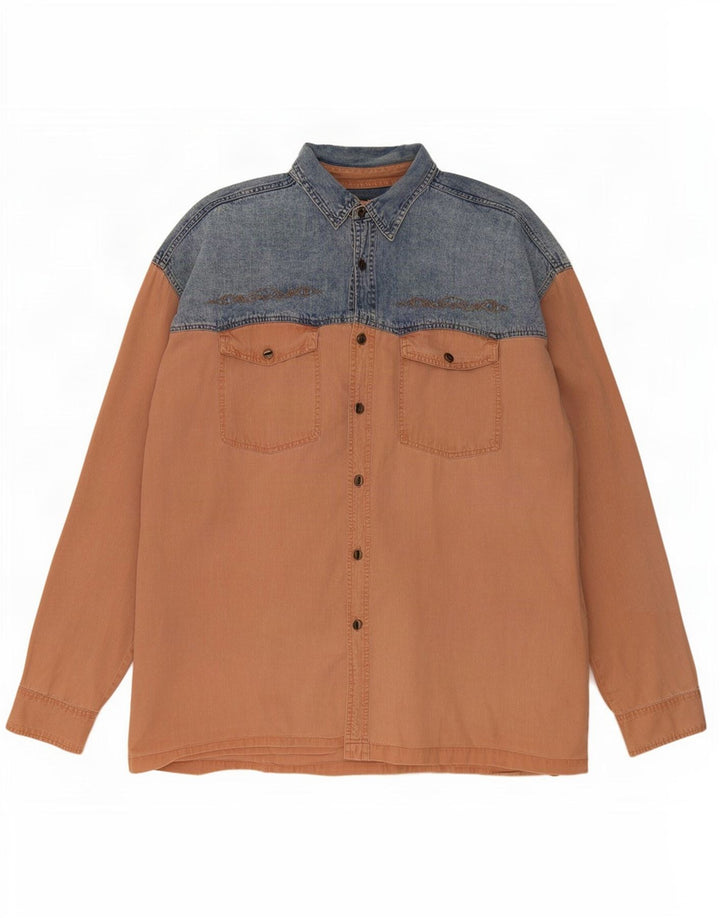 Jean Rive Camisa vaquera para hombre XL Bloque de color azul