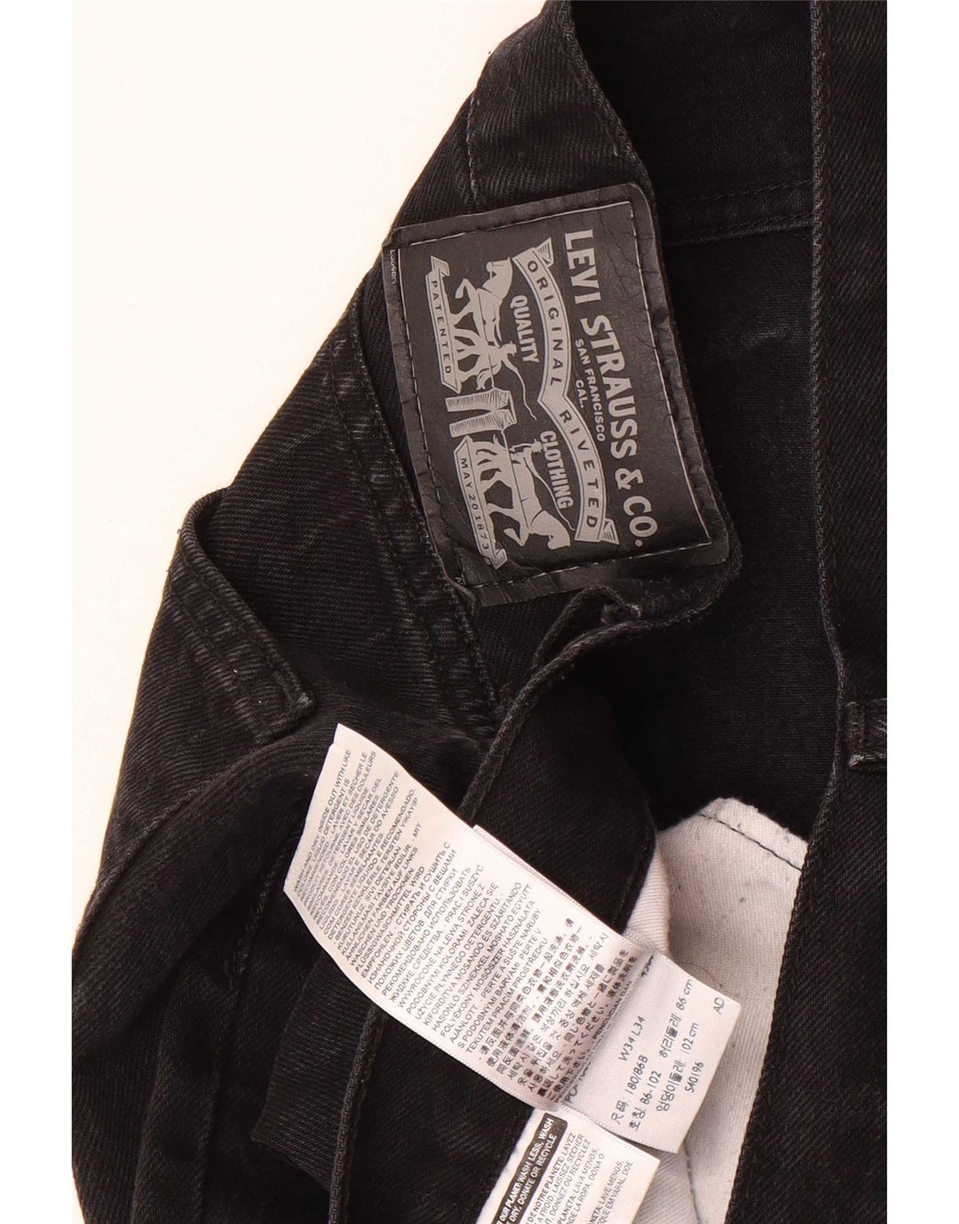 Vaqueros rectos Levi's para hombre W34 L34 Algodón negro