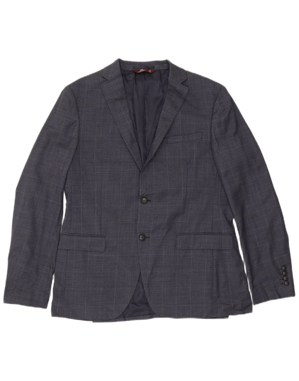 Marks & Spencer Chaqueta tipo blazer entallada con 2 botones para hombre UK 42 XL Azul marino a cuadros