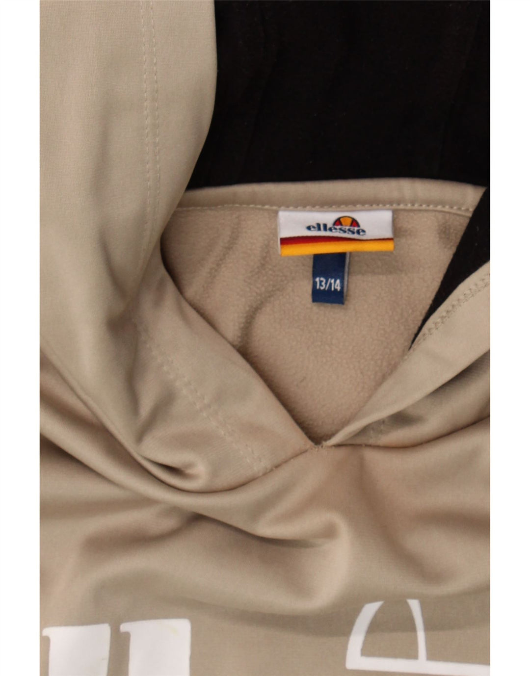 ELLESSE Boys Graphic Hoodie Jumper 13-14 Years Beige Polyester Vintage Ellesse and Second-Hand Ellesse from Messina Hembry 