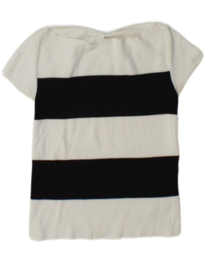 Emporio Armani Top corto con hombros descubiertos para mujer IT 42 Rayas blancas medianas