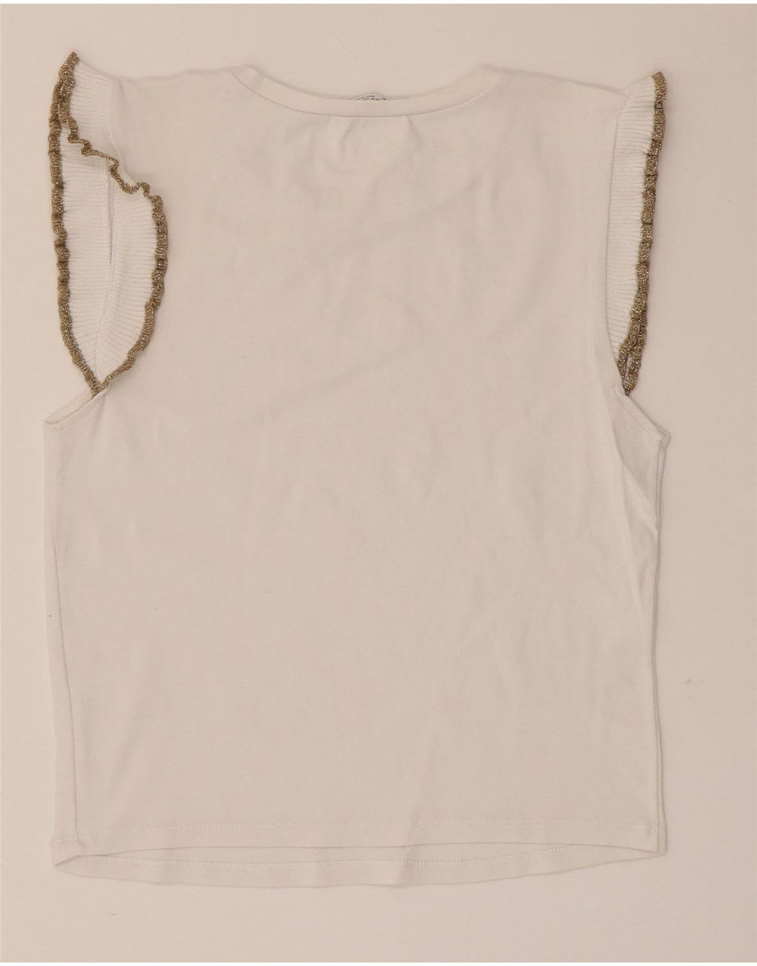 Zara Mujer Blusa Sin Mangas Top UK 42 Medium Blanco