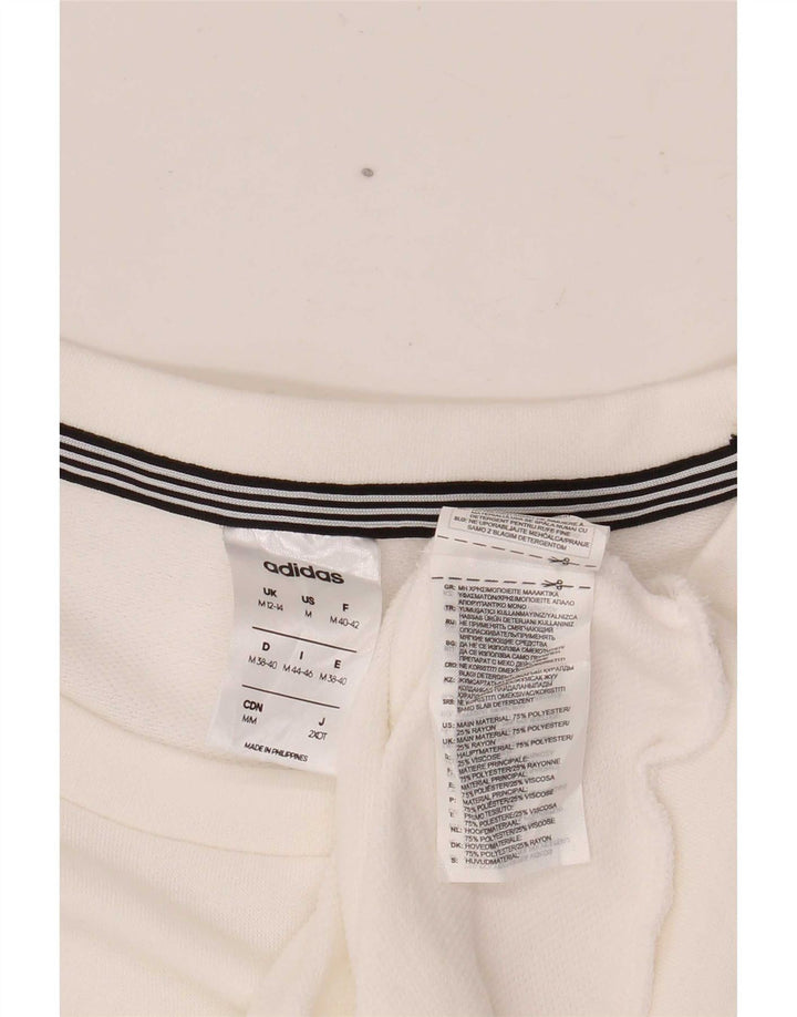 Adidas Mujer Climalite Sudadera Jumper UK 12/14 Medio Blanco Poliéster