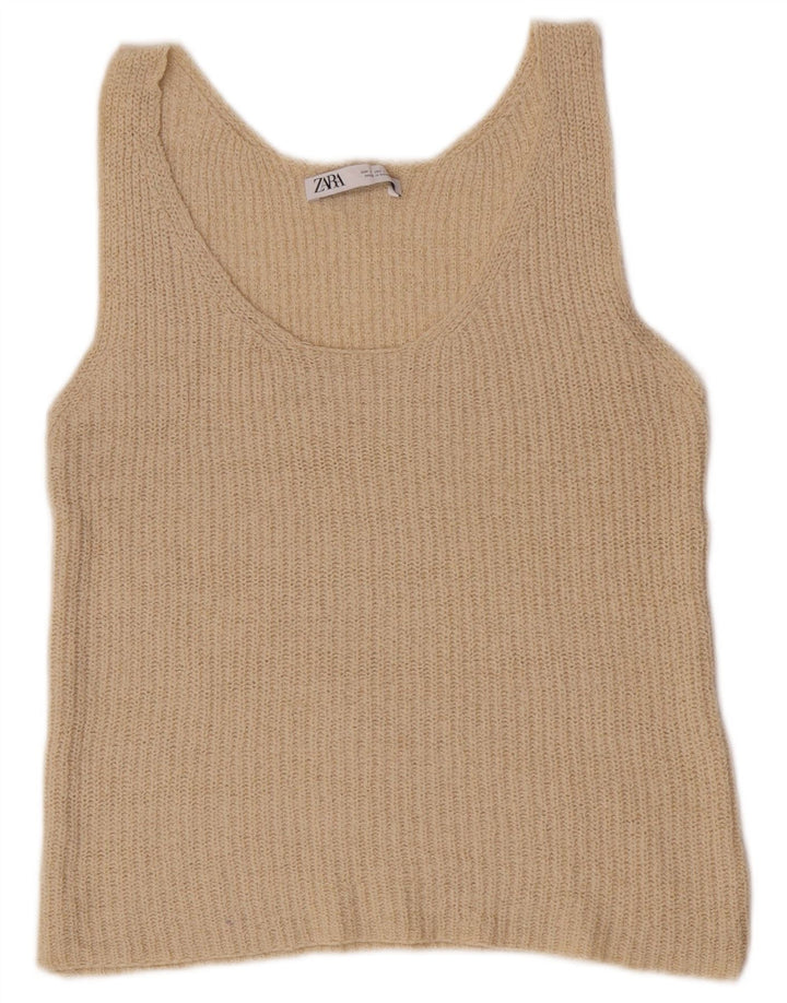 Zara Mujer Chaleco Top Reino Unido 44 Grande Beige