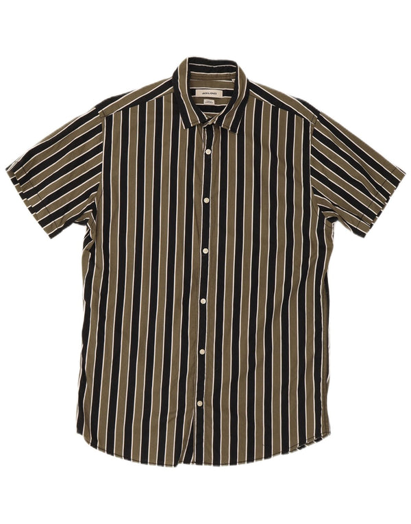 Camisa Jack & Jones Hombre Manga Corta Regular Fit Rayas Verde Medio