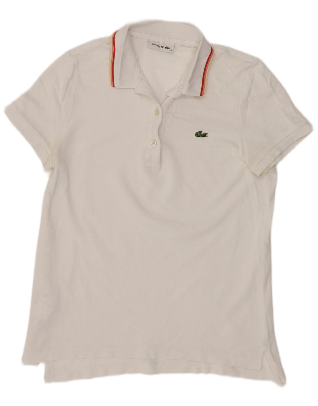 Polo Lacoste Mujer Talla 38 Mediano Blanco