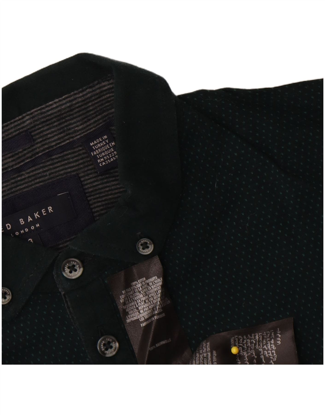 Ted Baker Polo para hombre Talla 3 Algodón moteado verde mediano