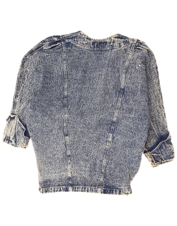 JAZZINO Chaqueta vaquera extragrande de manga 3/4 para mujer UK 40 XL Azul Floral