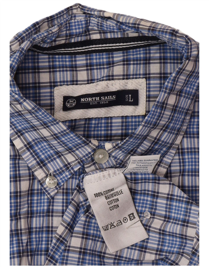 North Sails Camisa De Manga Corta Para Hombre De Algodón A Cuadros Azul Grande