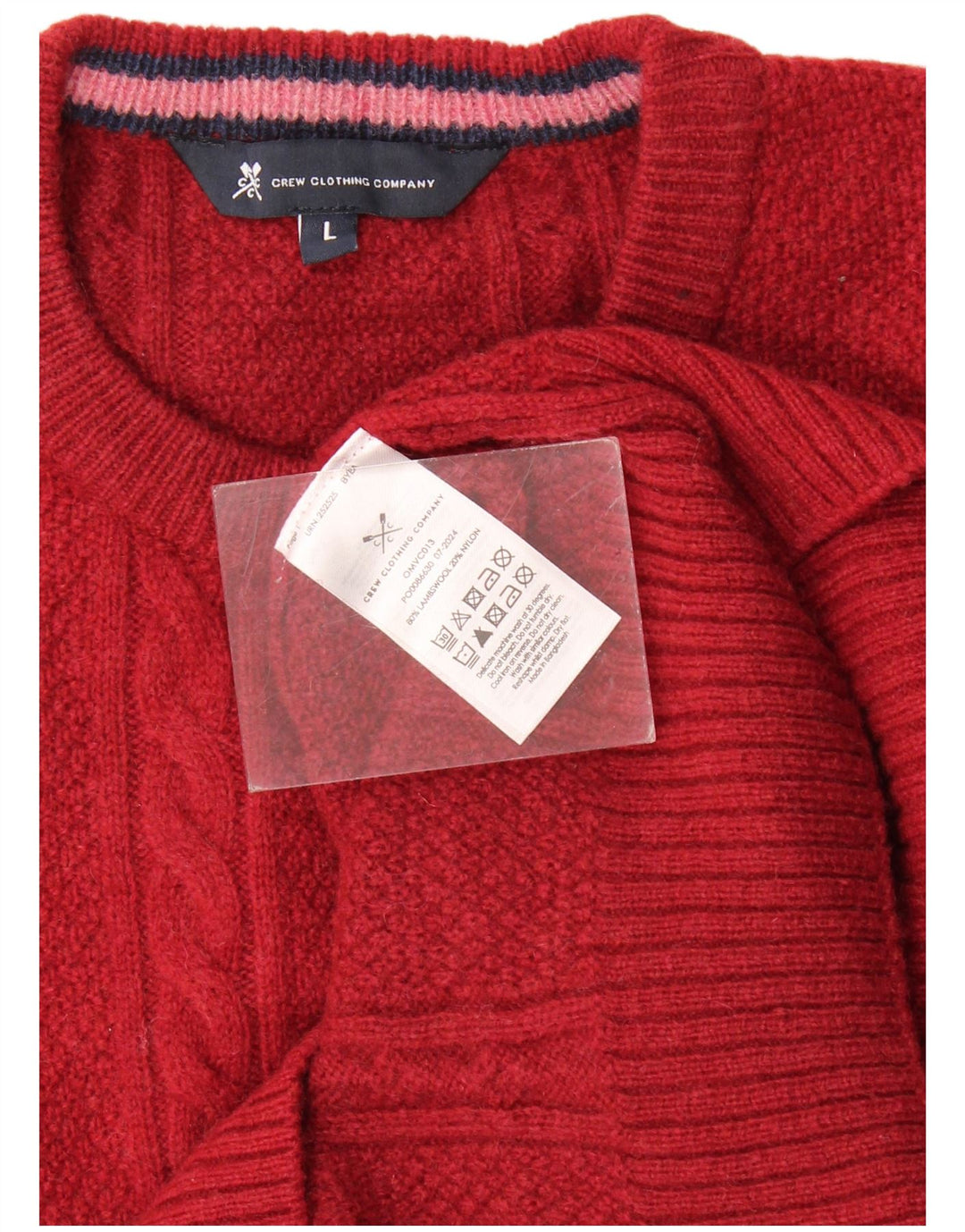 Crew Clothing - Jersey de cuello redondo para hombre, talla grande, lana de cordero roja