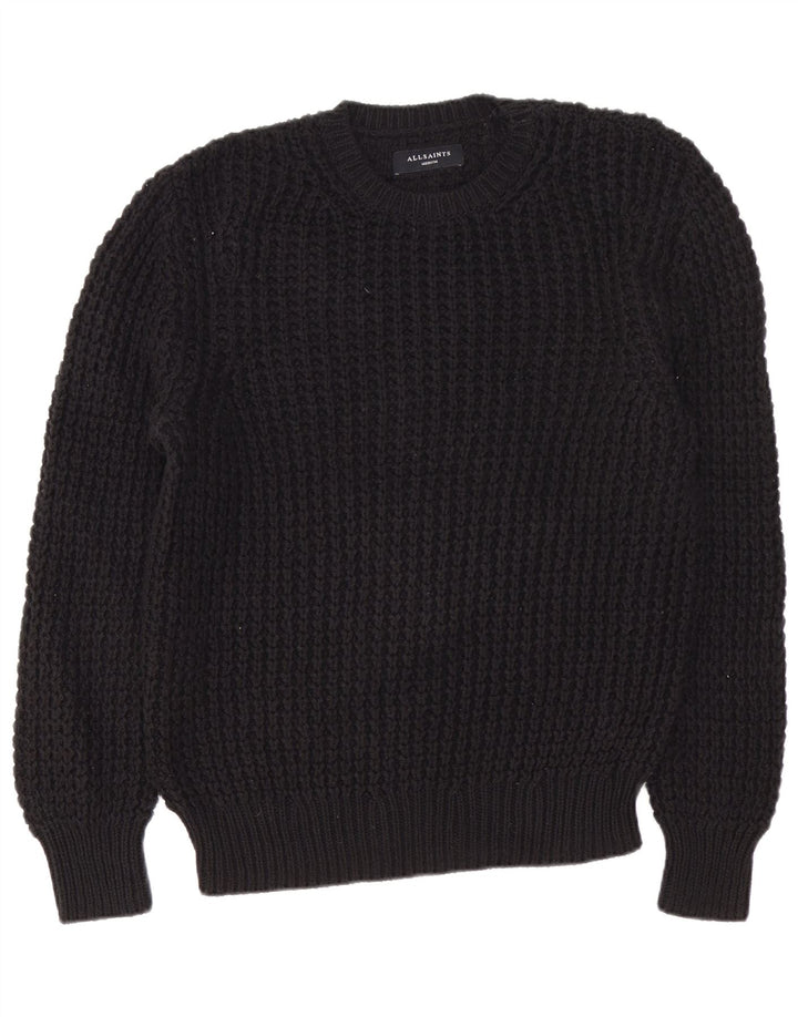 All Saints Jersey de cuello redondo para hombre, jersey de algodón negro mediano