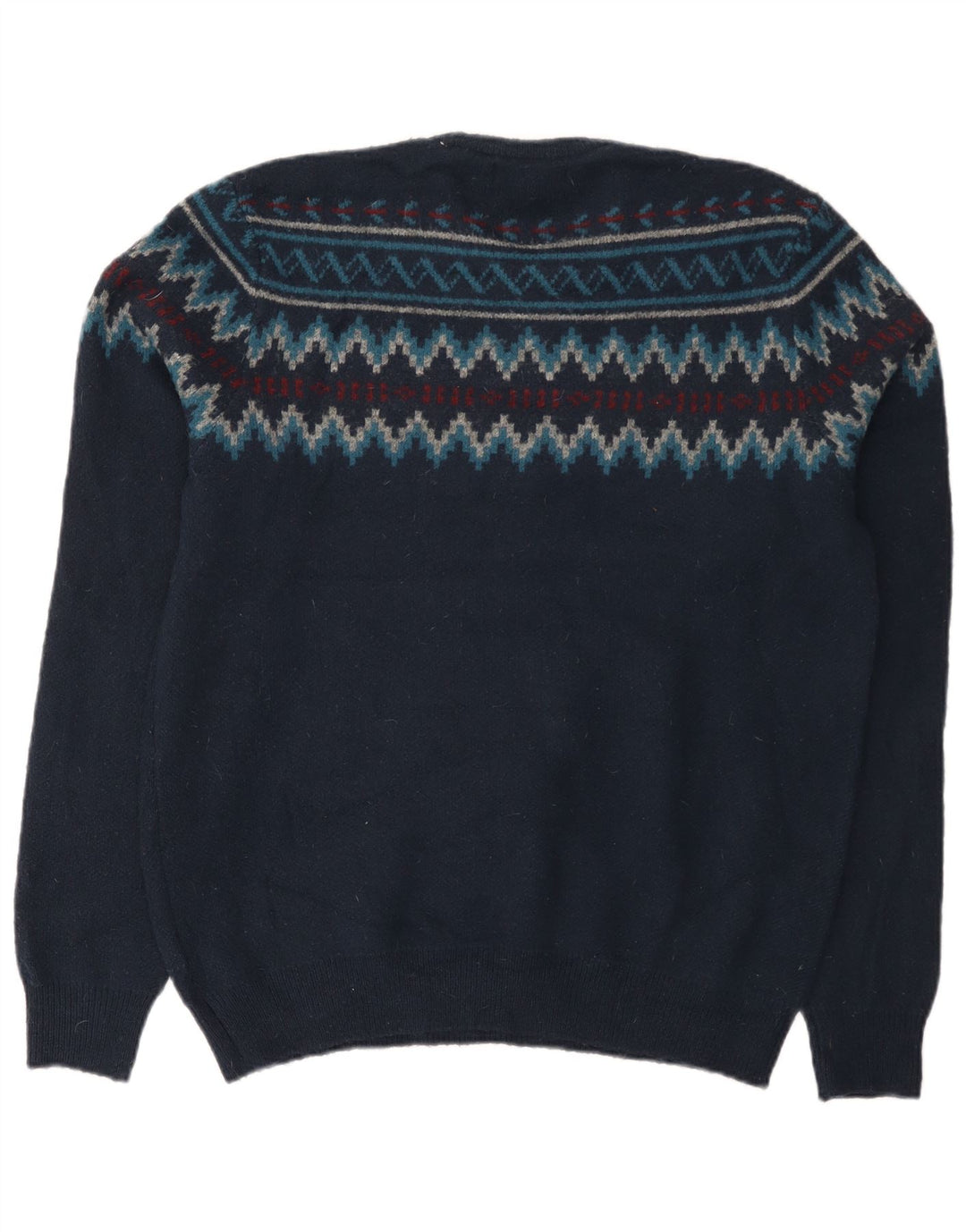 Marks & Spencer Suéter tipo jersey con cuello redondo para hombre Azul marino mediano Fair Isle