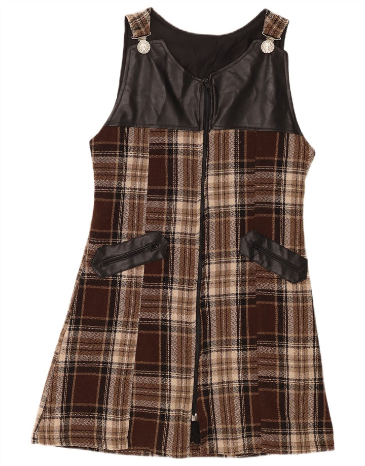 Vestido vintage sin mangas para mujer IT 44 Medium Brown Check