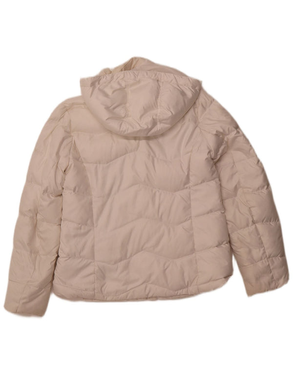 TOMMY HILFIGER Chaqueta acolchada con capucha para mujer UK 40 Mediana Poliéster blanco