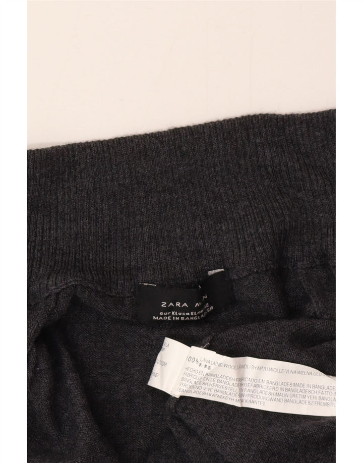 Zara Hombre Jersey Cárdigan XL Lana Gris
