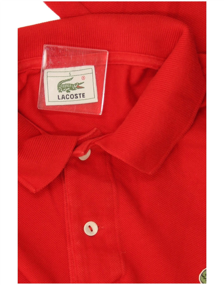 LACOSTE Polo de manga larga para hombre talla 5 grande algodón rojo
