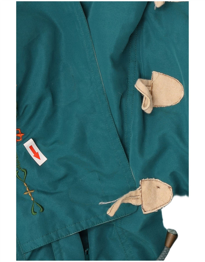 Vintage mujer chaqueta acolchada con capucha Reino Unido 18 XL poliéster azul