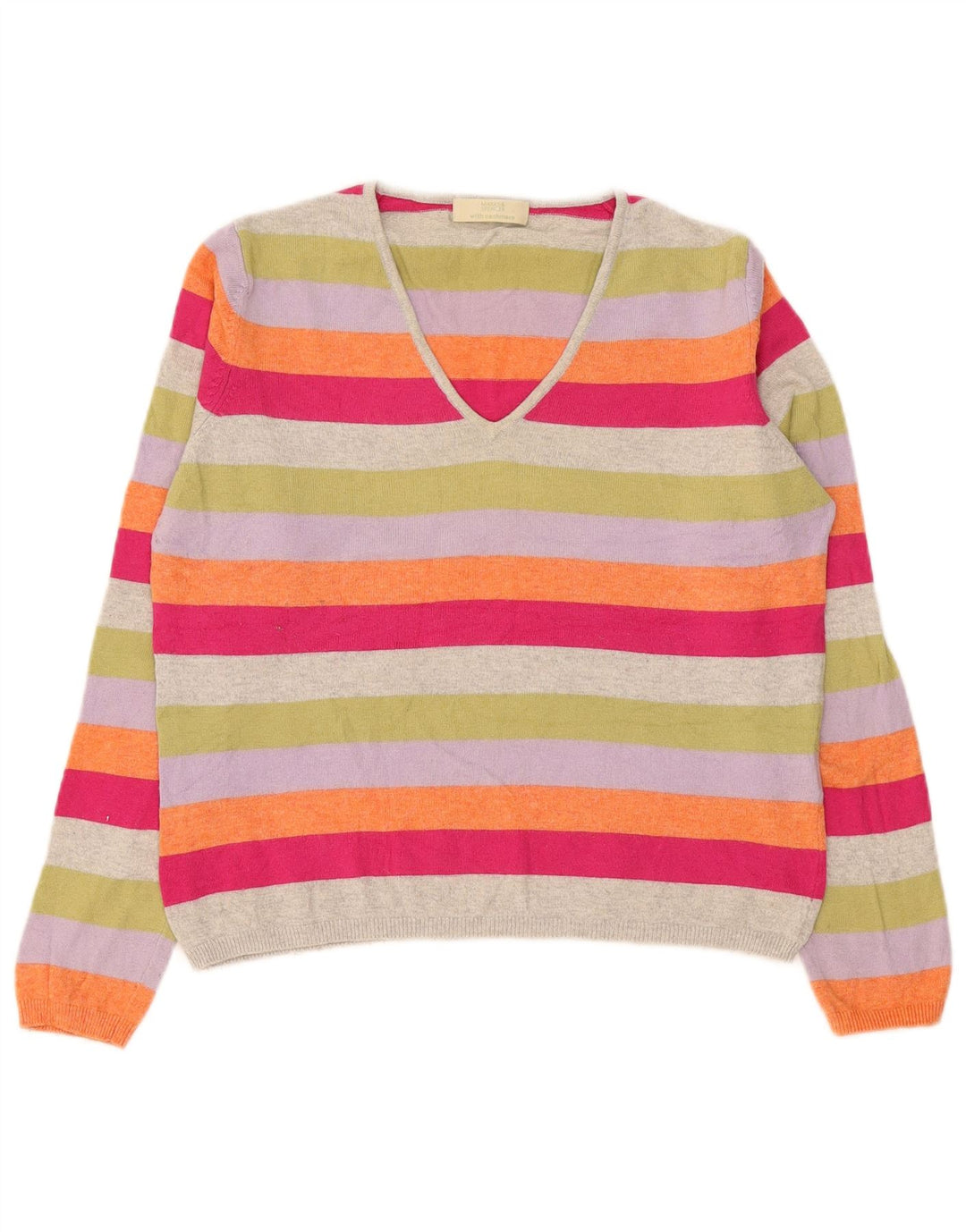 Marks & Spencer Suéter con Cuello en V para Mujer UK 44 Grande Multicolor