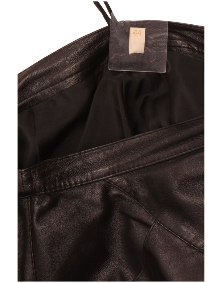 VINTAGE Falda de cuero para mujer IT 44 Mediana W32 Negro
