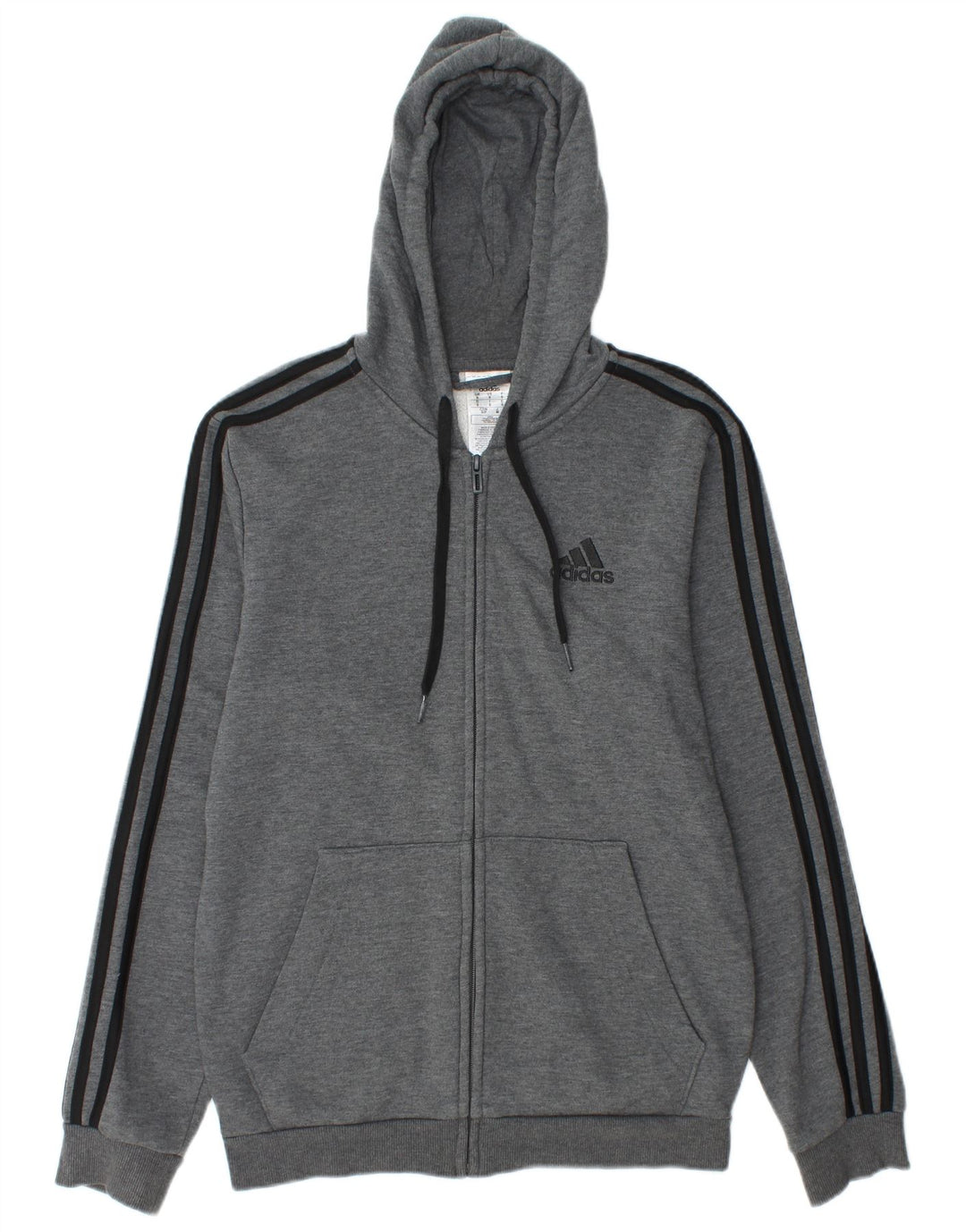Adidas - Sudadera con capucha y cremallera para hombre, talla pequeña, algodón gris