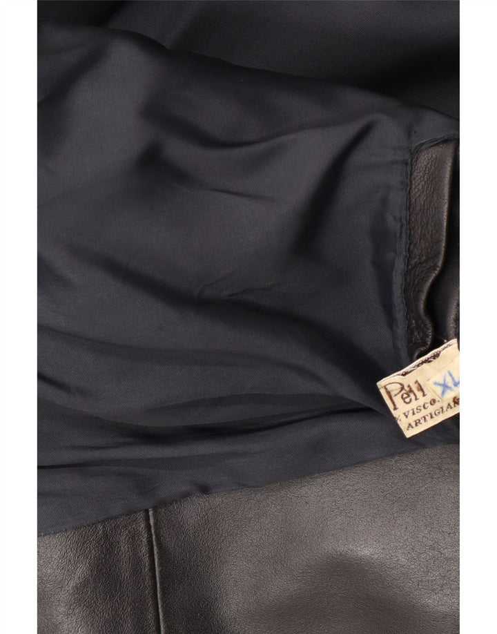 Vintage hombres cuero biker chaqueta Reino Unido 42 XL cuero negro