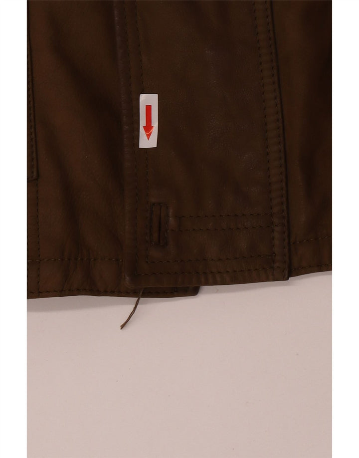 Martin Eden Abrigo de cuero para hombre IT 50 Cuero caqui grande