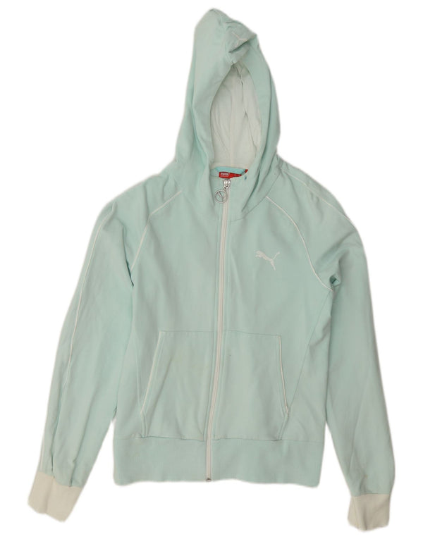 Puma Sudadera con capucha y cremallera para mujer UK 10 Small Turquesa Colorblock Algodón