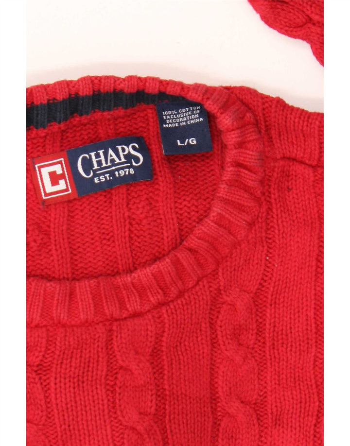 Chaps - Jersey de cuello redondo para hombre, talla grande, algodón rojo