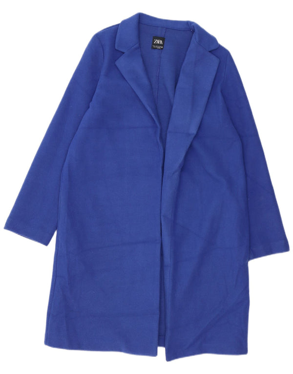 Zara Mujer Abrigo Abierto UK 44 Azul Medio