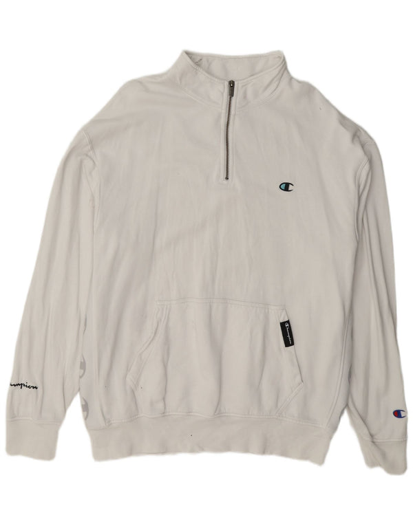 Champion Sudadera Con Cremallera Y Cuello Para Hombre Jersey Grande De Algodón Blanco