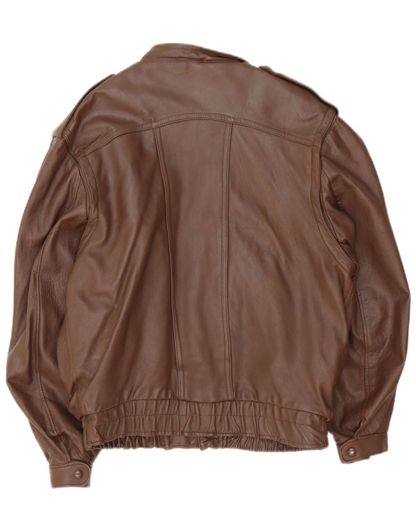Vintage hombres chaqueta de cuero militar Reino Unido 36 pequeño marrón