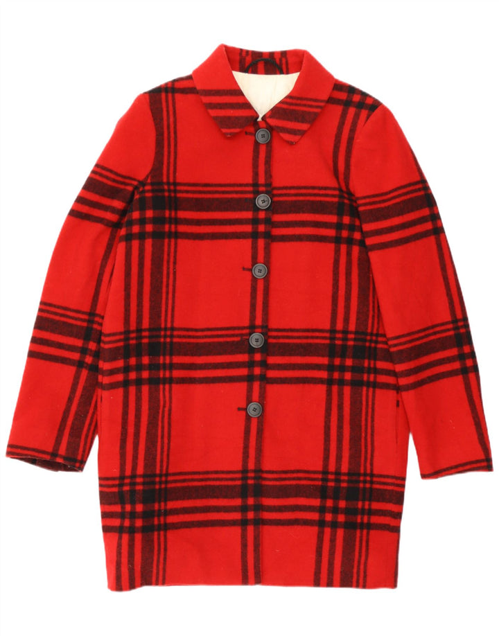 Abrigo vintage para mujer IT 42 Lana de cuadros rojos medianos