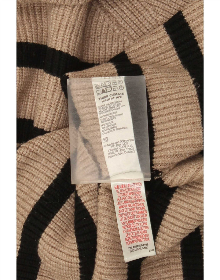 Marks & Spencer - Jersey con cuello vuelto para mujer, talla 40, tamaño mediano, color beige a rayas