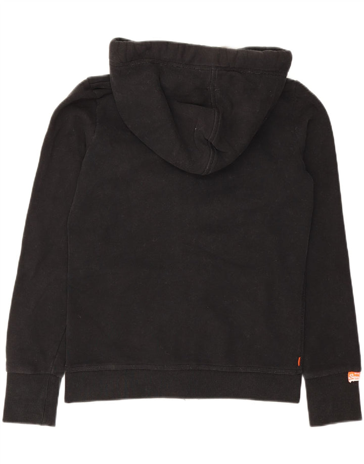 Superdry Sudadera con capucha y cremallera para hombre, talla pequeña, algodón negro