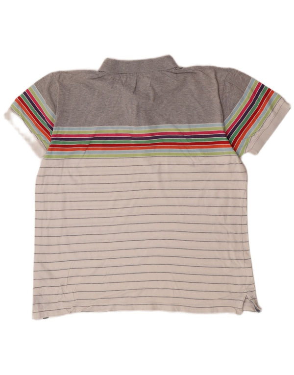 Quiksilver Mens Polo Shirt Medium Grey Striped Cotton