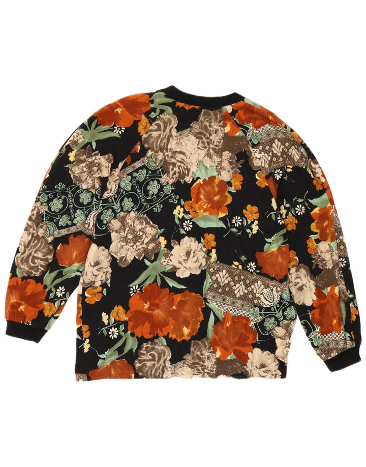 Vintage mujer Cardigan suéter IT 44 lana floral multicolor mediana