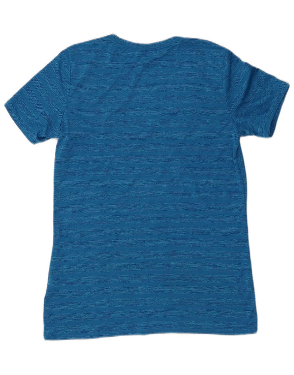 Nike Mujer Dri Fit Camiseta Top UK 12 Medio Azul Rayas Poliéster