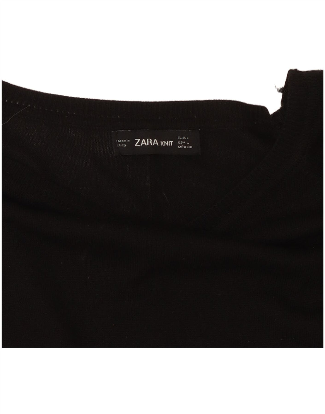 ZARA Jersey con cuello barco para mujer, talla 44, talla grande, sintético negro