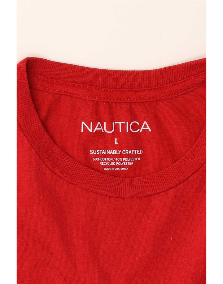 Nautica Camiseta gráfica para hombre Top grande de algodón rojo