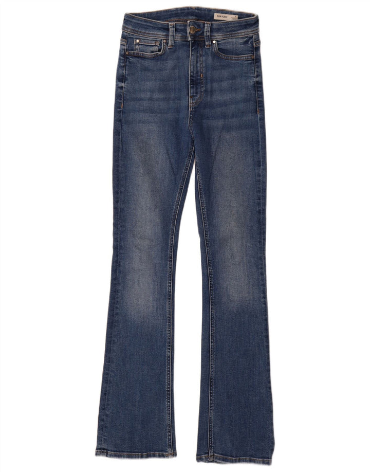 Marks & Spencer Vaqueros acampanados ajustados para mujer UK 8 Small W26 L34 Algodón azul
