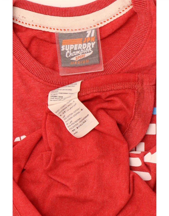 SUPERDRY Camiseta gráfica para hombre Top mediano de algodón rojo