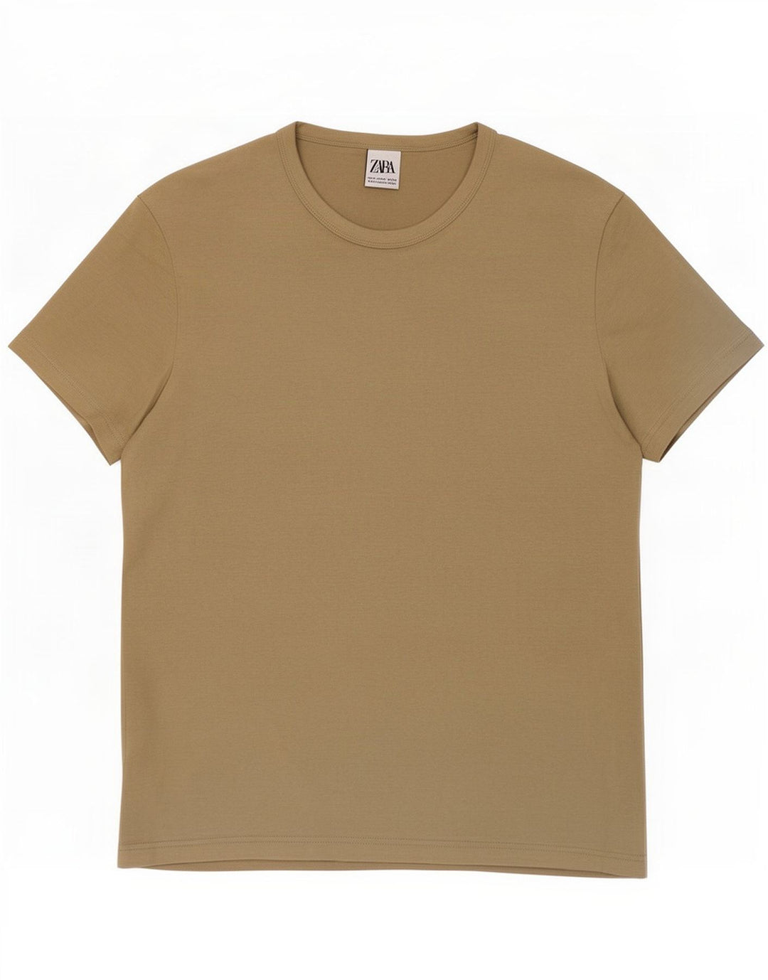 Zara Hombre Camiseta Top Algodón Beige Medio